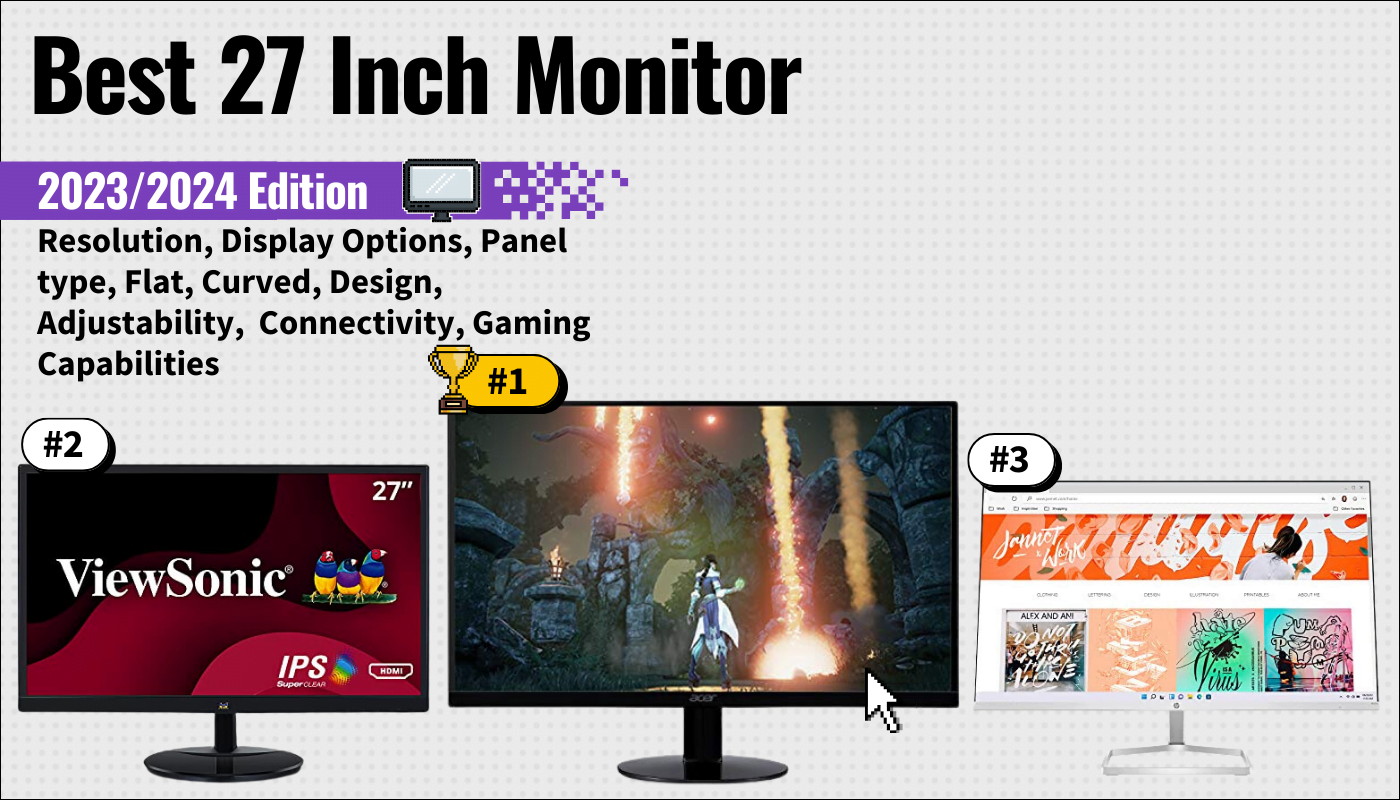 best 27 inch monitor featured image that shows the top three best computer monitor models