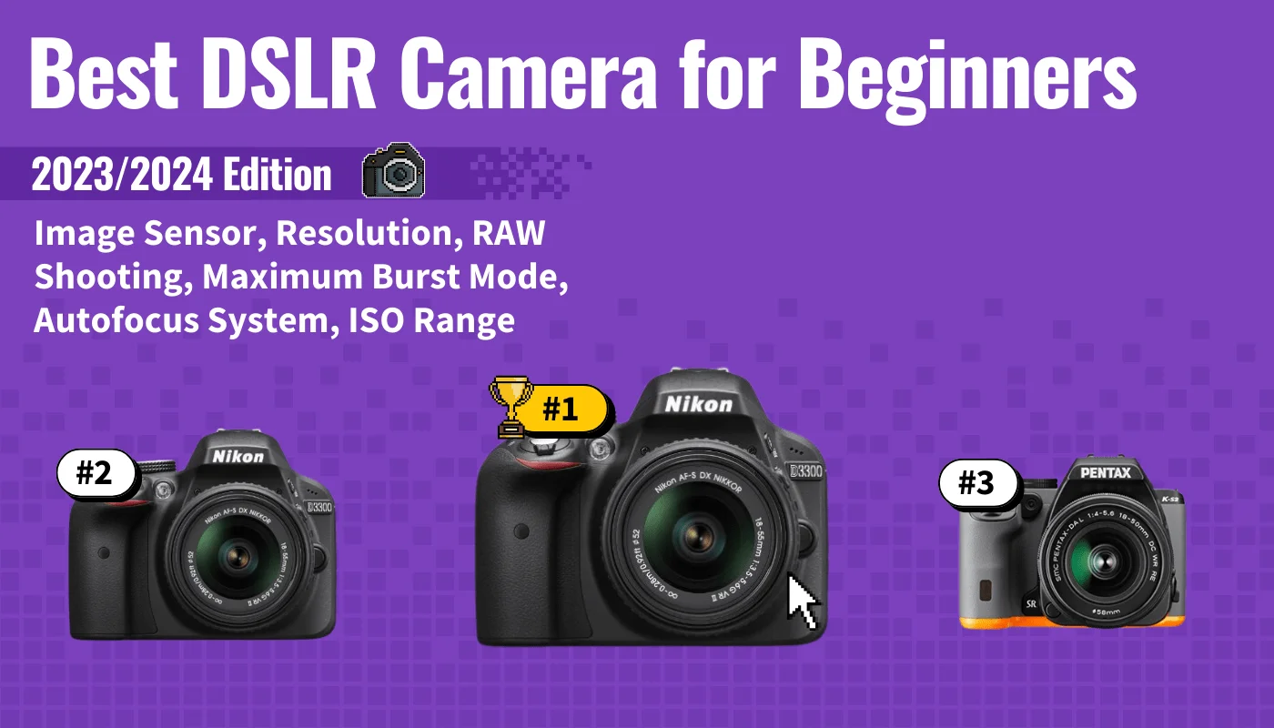 best dslr camera for begginners to intermediate featured image that shows the top three best dslr camera models