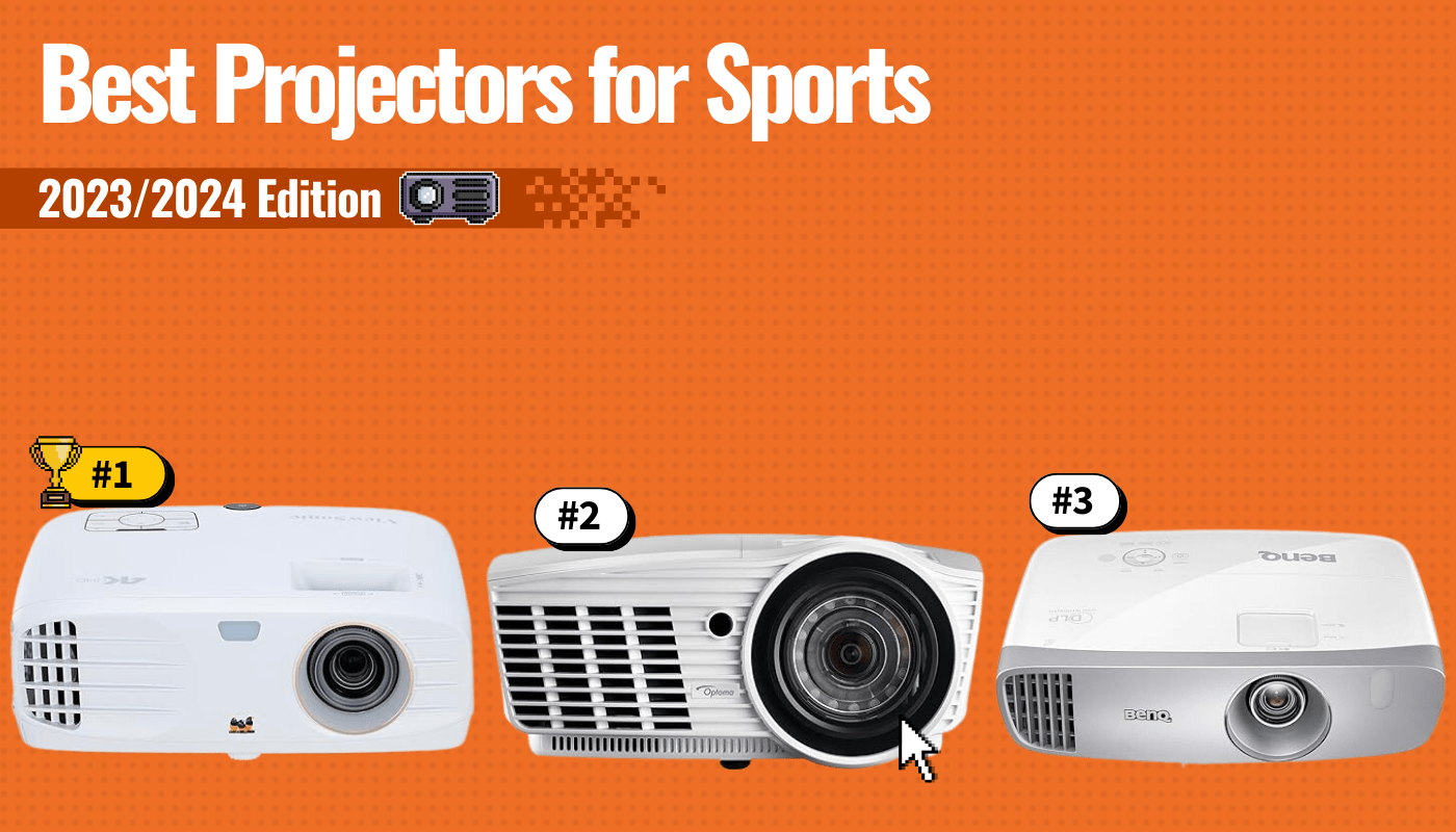 best projector sports featured image that shows the top three best projector models