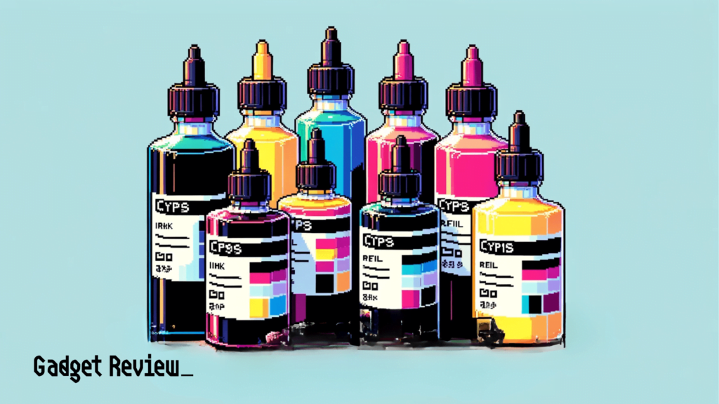 Ink refill bottles.