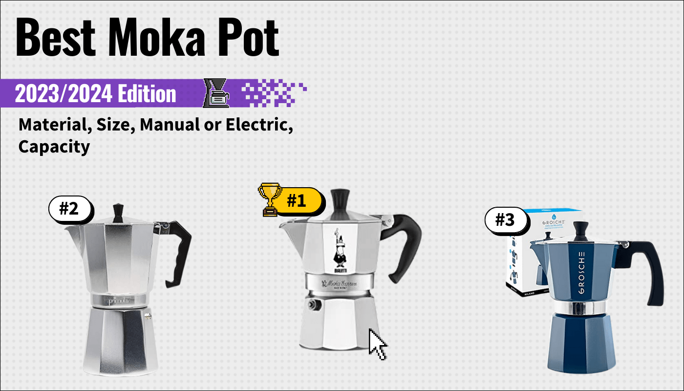 best moka pot featured image that shows the top three best coffee maker models