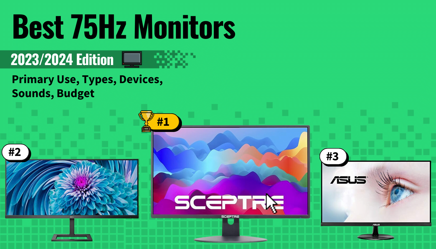 best 75hz monitor featured image that shows the top three best gaming monitor models