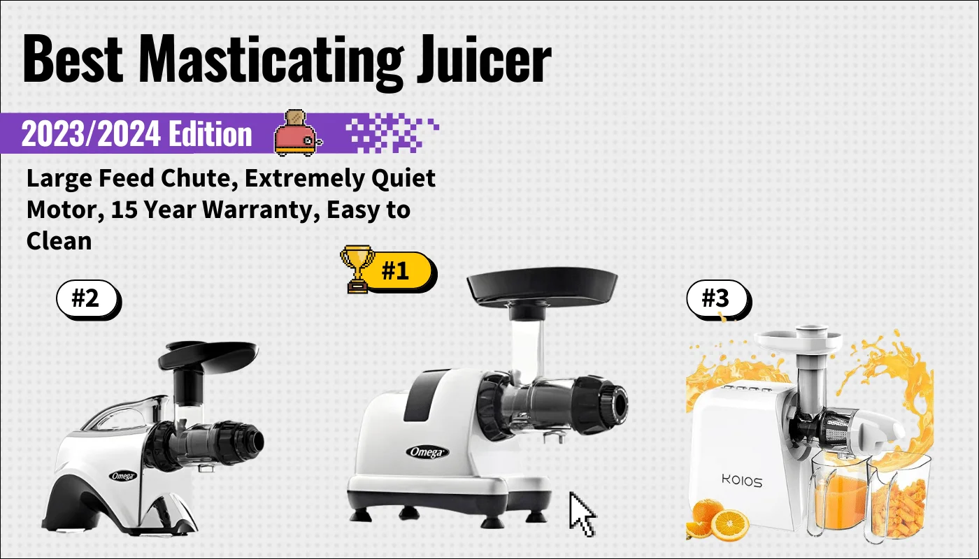 best masticating juicer featured image that shows the top three best kitchen appliance models
