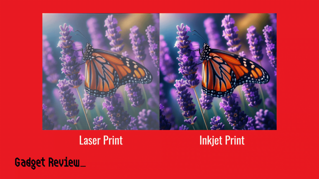 Comparison of inkjet and laser prints.