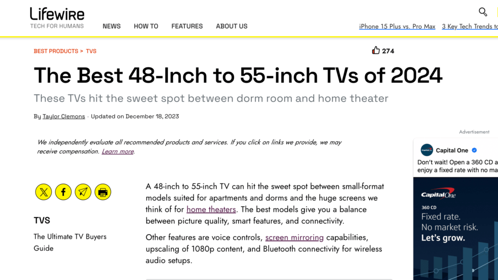 lifewire 48 to 55 inch tv buying guide screenshot