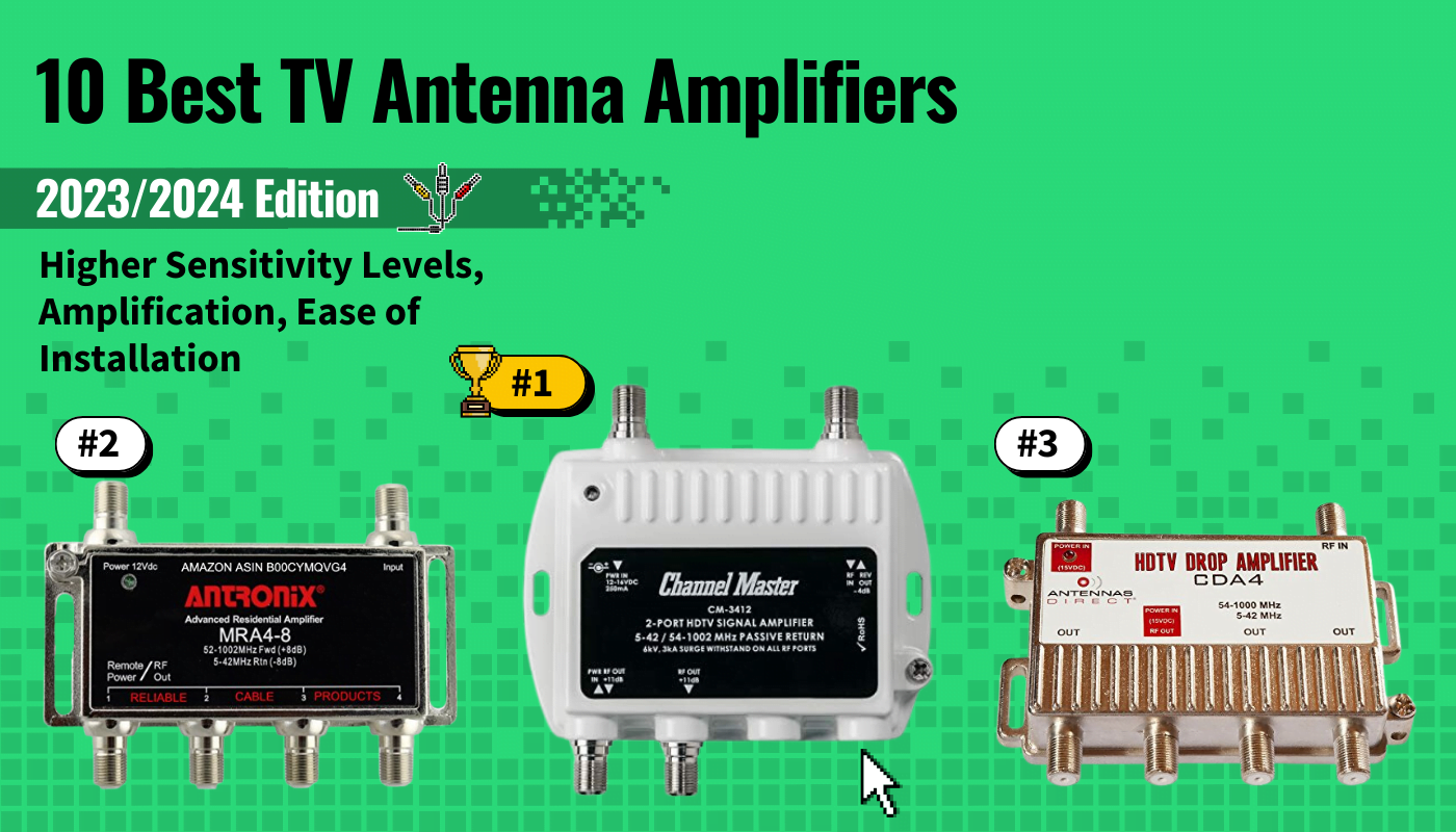 best tv antenna amplifier featured image that shows the top three best tv accessorie models