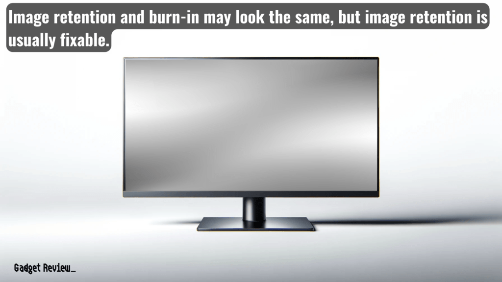 A monitor with image retention or burn-in screen display.