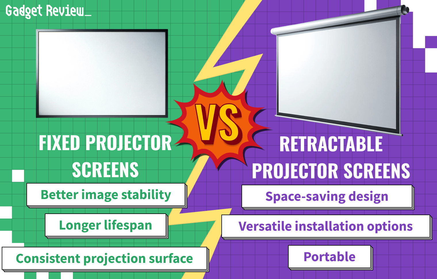 fixed screen vs pull down projector guide