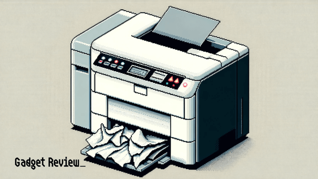 Printer with a paper jam.
