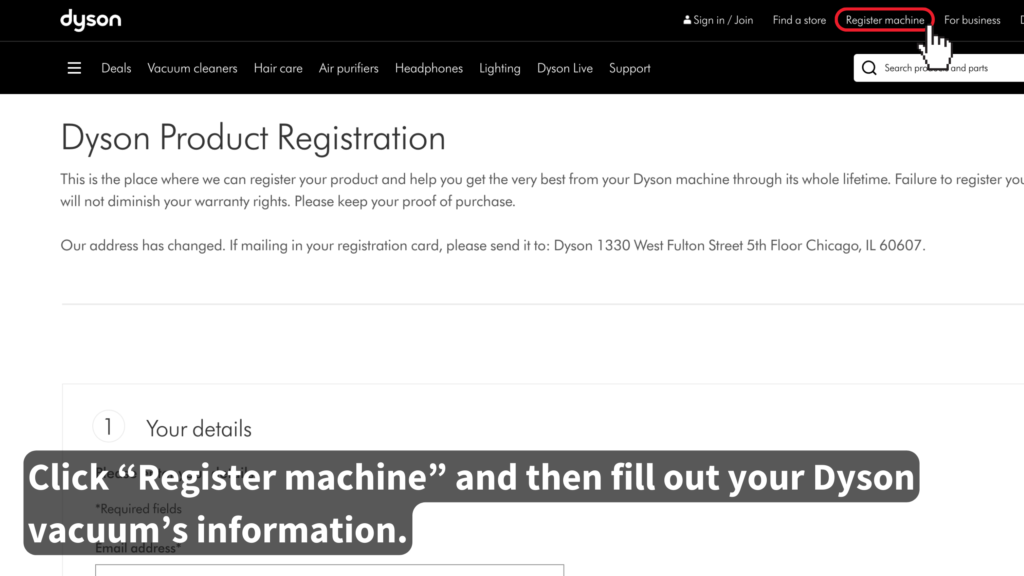 dyson vacuum registration form