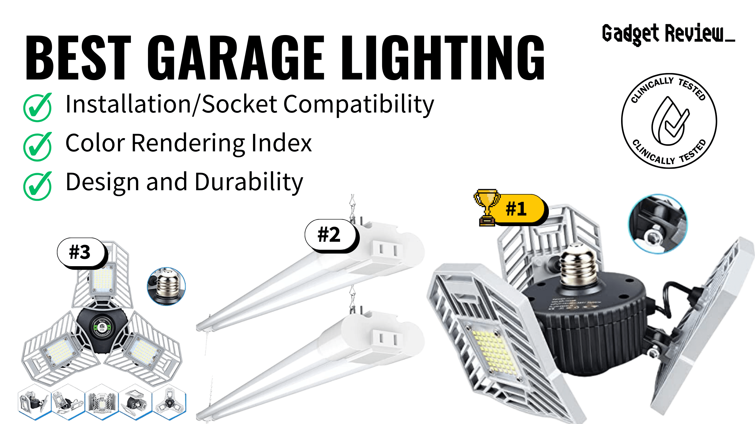 best garage lighting featured image that shows the top three best car models
