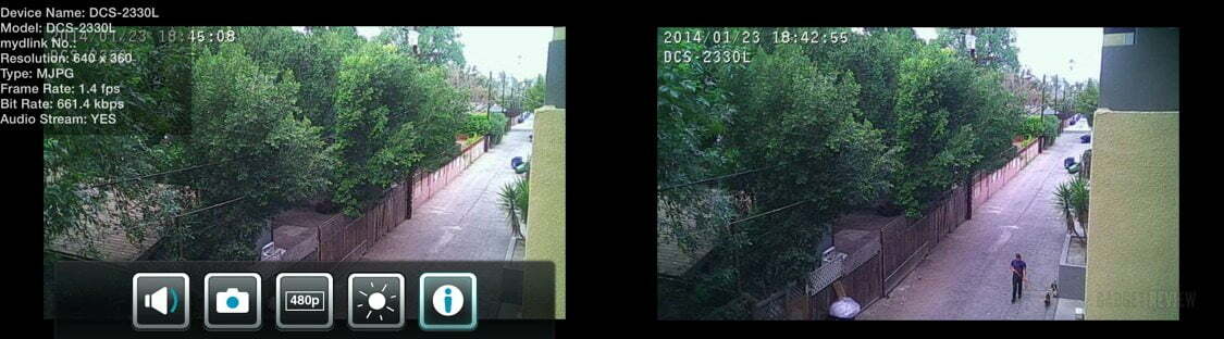 showing alleyway with DCS-2330L Outdoor HD Wireless Network Camera without screen info smartphone app