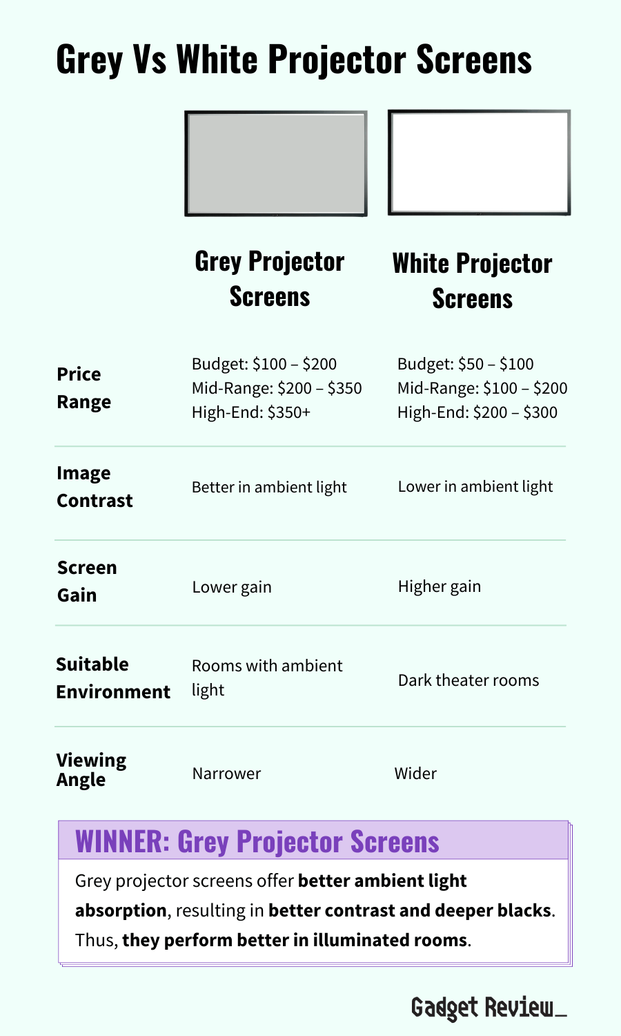 Grey Projector Screen Vs White Which to Choose?