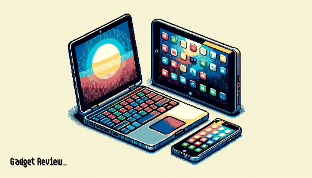 Laptop tablet and a phone