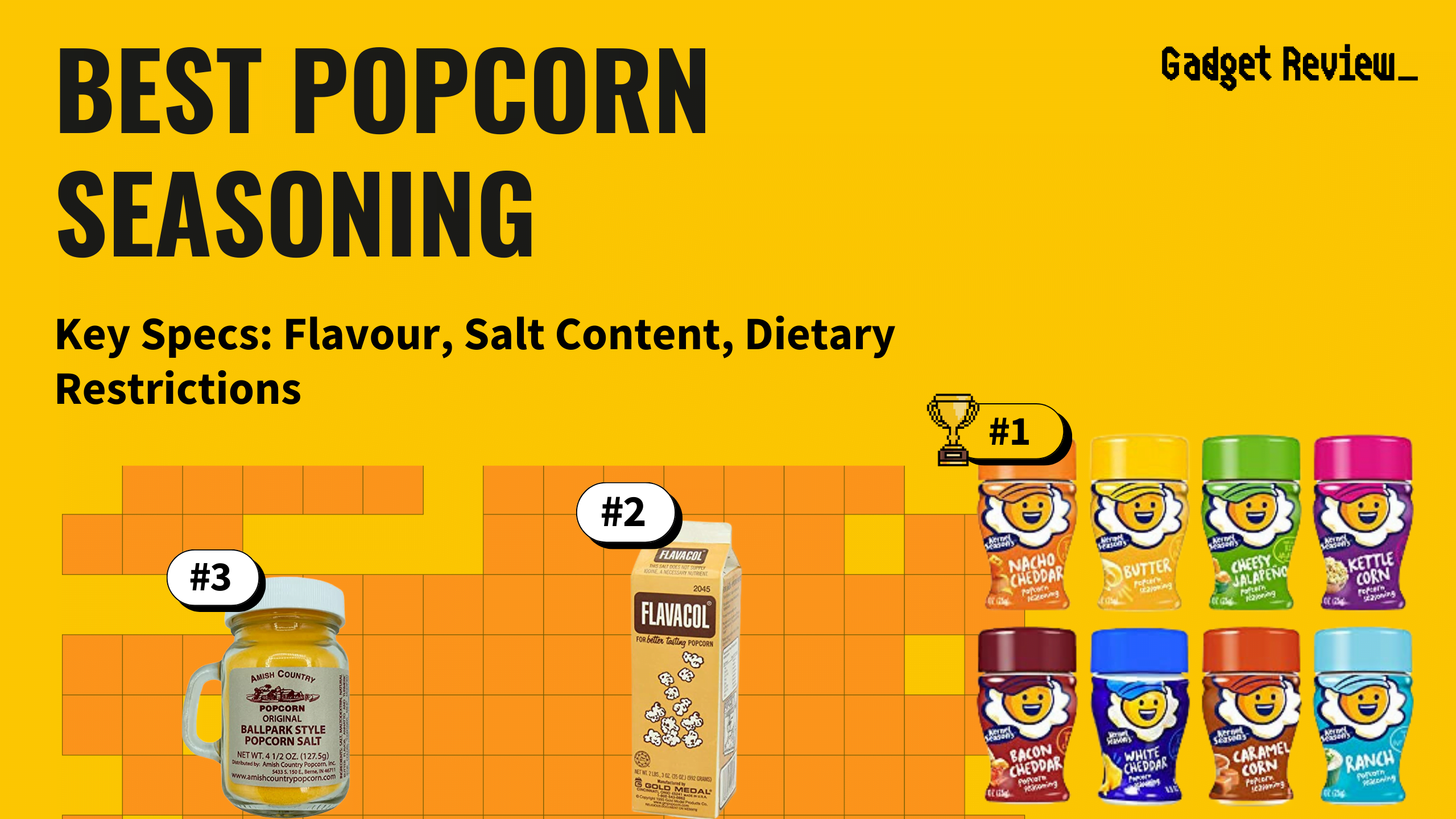 best popcorn seasoning featured image that shows the top three best kitchen product models
