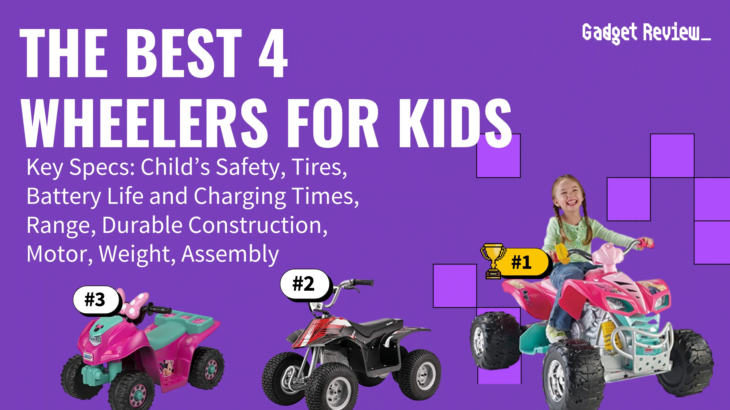 4 wheelers for kids featured image that shows the top three best motorcycle models