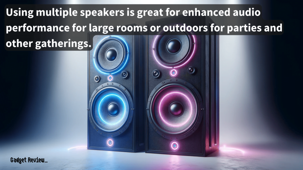 two large bluetooth speakers