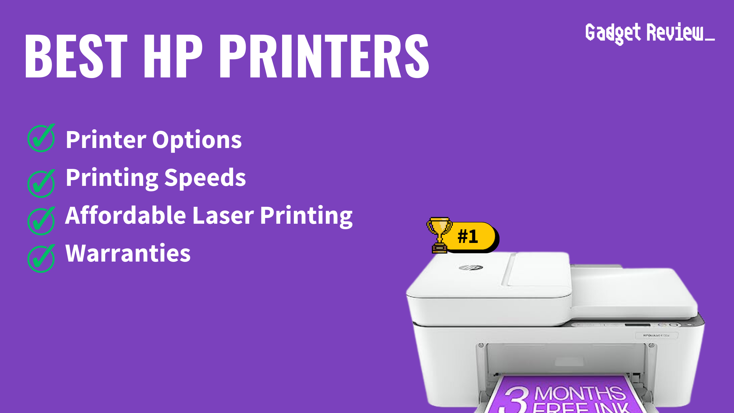 best hp printers featured image that shows the top three best printer models