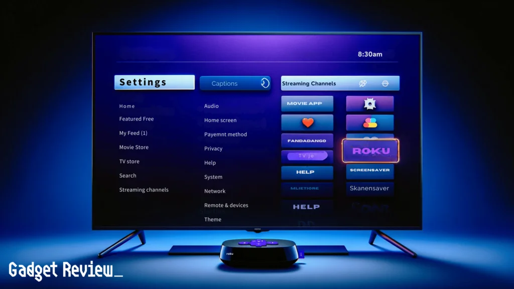 video menu with the settings button on the tv