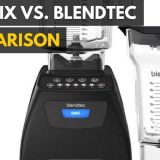 A comparison pitting Vitamix vs Blendtec.|Blendtec 575 blender|Vitamix 5200 settings blender