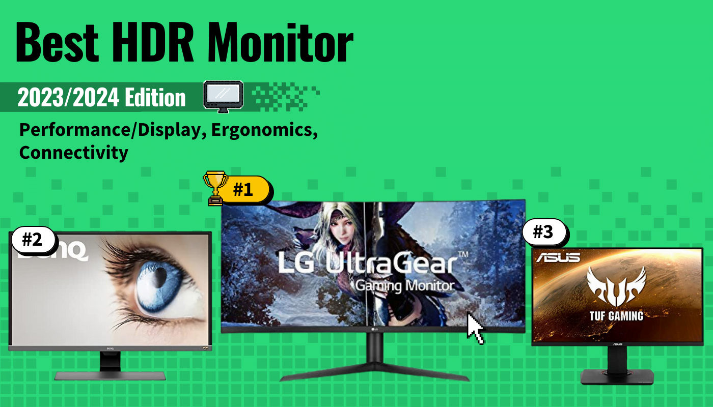 best hdr monitor featured image that shows the top three best computer monitor models