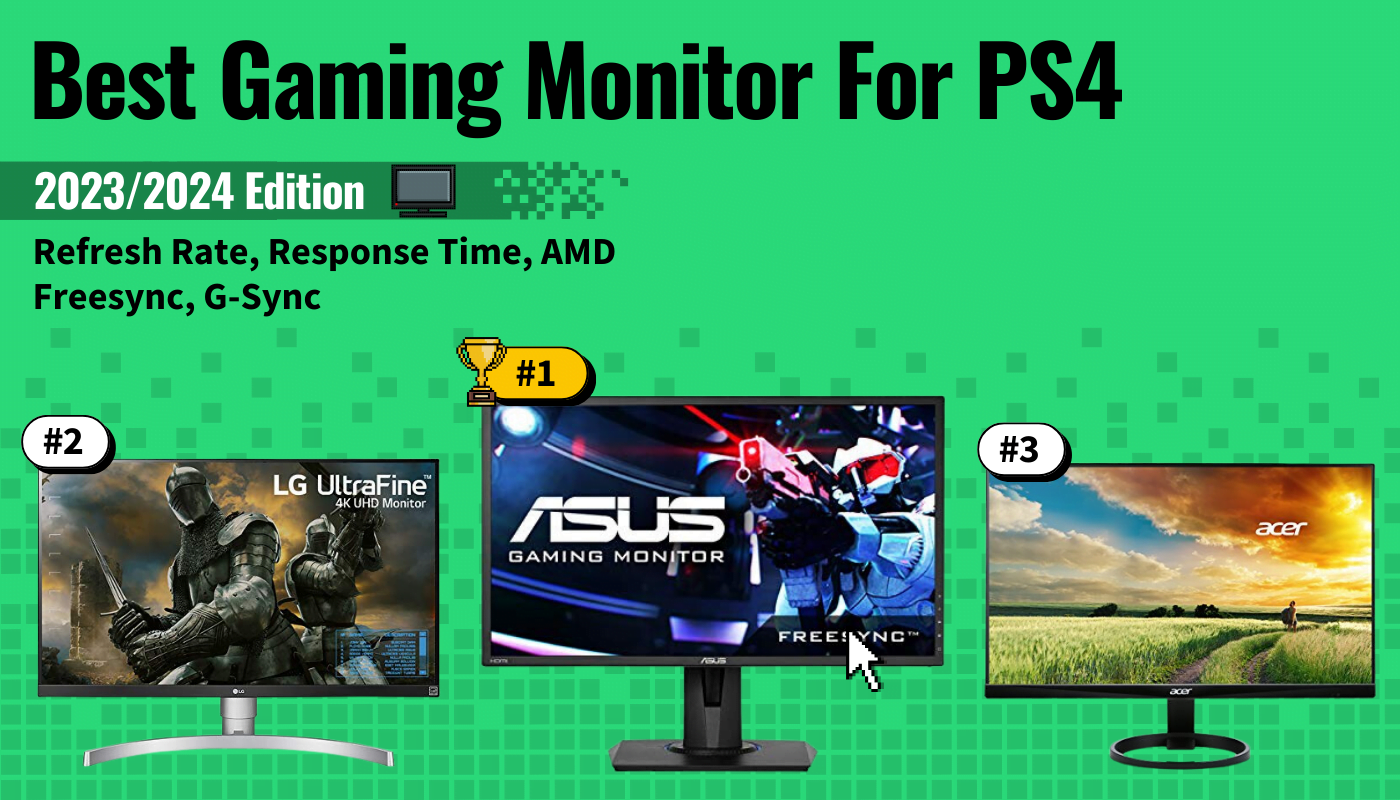 best gaming monitor ps4 featured image that shows the top three best gaming monitor models