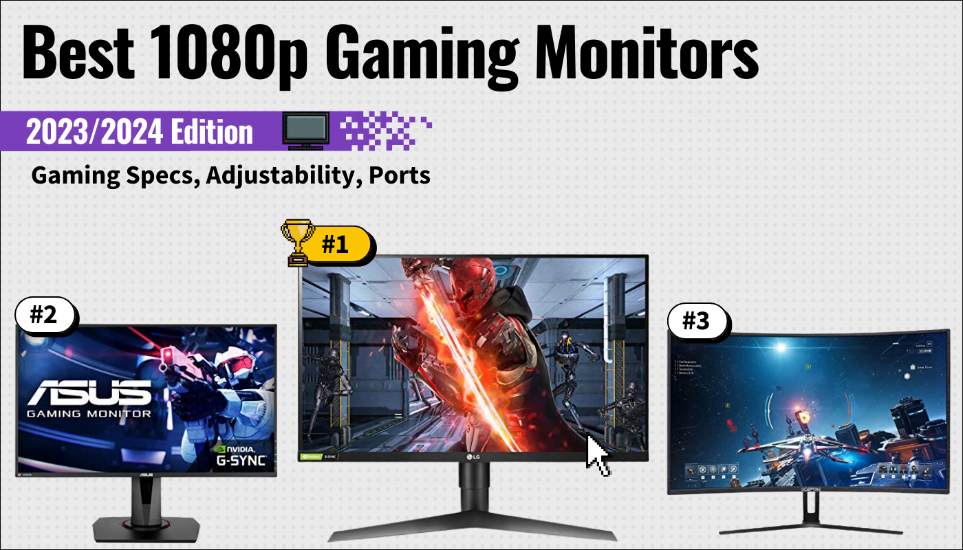 best 1080p gaming monitors featured image that shows the top three best gaming monitor models